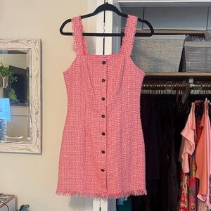 Francesca’s Pink Tweed Button-Down Dress